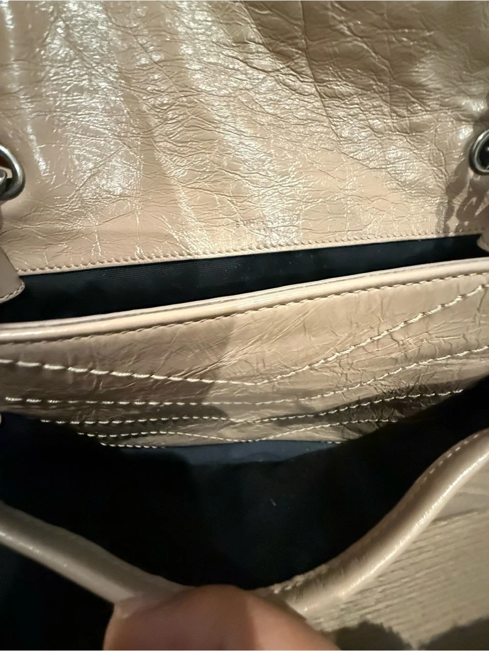 Saint Laurent Niki Small Beige Quilted Leather Shoulder Messenger Bag
